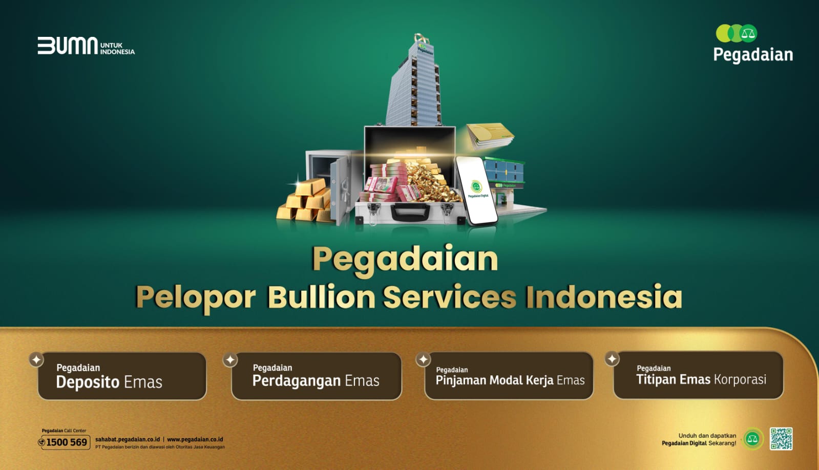PT Pegadaian dapat restu dari OJK untuk menjalankan bulion atau bank emas. (ist)