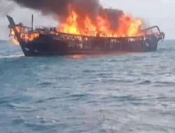 Kapal Penyuplai BBM Milik PLN Terbakar di Perairan Subi